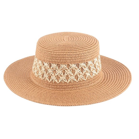 NEW Natural Tan Mix Contrast Weaved Straw Wide Brim Panama Floppy Beach Sun Hat - Picture 6 of 11